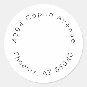 Elegante minimalistische einfache Adresse für Brau Runder Aufkleber