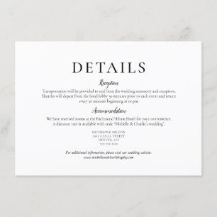 Elegante minimalistische einfache Hochzeitsdetails Einladung