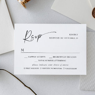 Elegante Minimalistische Einfache Kalligrafie Schw RSVP Karte