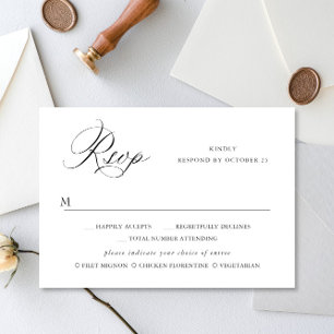 Elegante Minimalistische Einfache Kalligrafie Schw RSVP Karte
