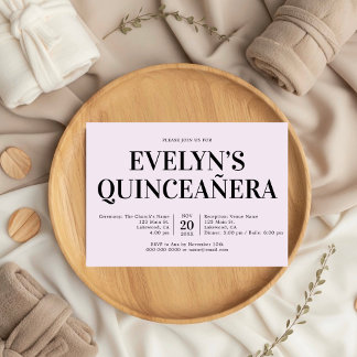 Elegante Minimalistische Einfache Quinceanera Pupl Einladung