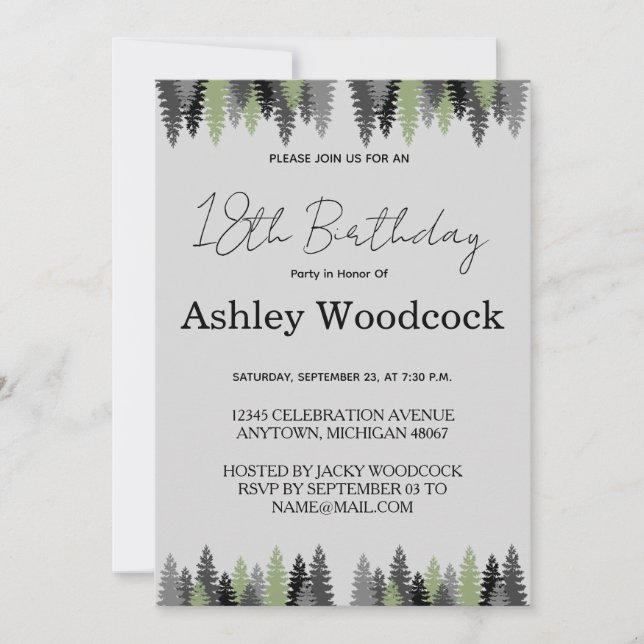 Elegante Minimalistische Einladung zum Geburtstag (Vorderseite)