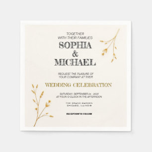 Elegante Minimalistische Einladung zur Hochzeit Serviette