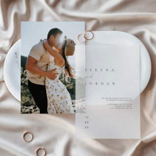 Elegante Minimalistische Elfenbeinhochzeit Einladu