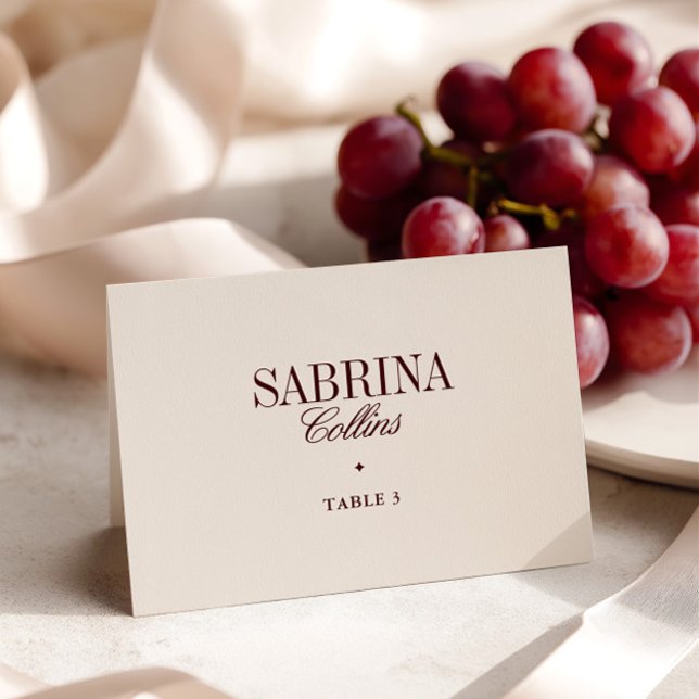 Elegante Minimalistische Elfenbeinhochzeit-Platzka Tischnummer (Elegant Minimalist Ivory Wedding Place Card)