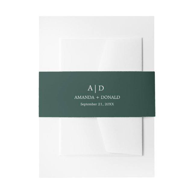 Elegante Minimalistische Emerald Green Monogram We Einladungsbanderole (Vorderseite Beispiel)