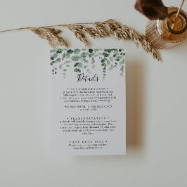Elegante Minimalistische Eukalyptus-Hochzeitdetail Begleitkarte
