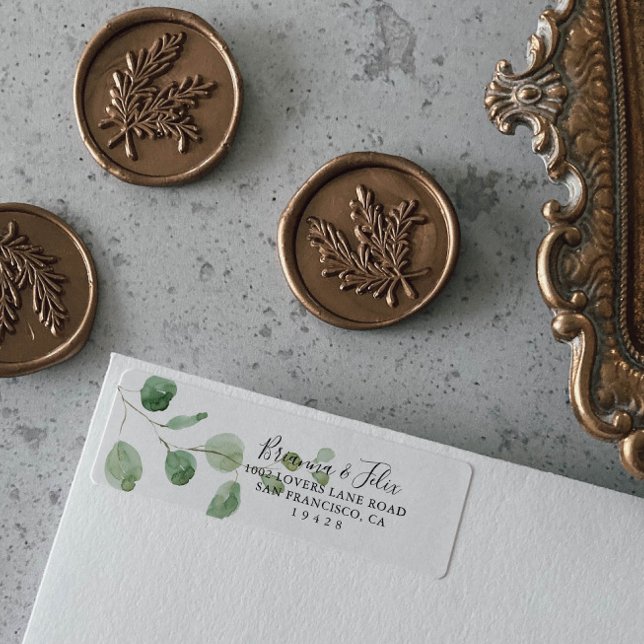 Elegante Minimalistische Eukalyptus-Rücksendeadres (Von Creator hochgeladen)