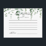 Elegante Minimalistische Eukalyptus Wedding Advice Postkarte<br><div class="desc">Diese elegante,  minimalistische Eukalyptus-Hochzeitsratenkarte ist ideal für eine moderne Hochzeit. Das Design bietet Aquarellfarben handgezeichnet elegante botanische Eukalyptuszweige und Blätter. Diese Karten sind ideal für Hochzeiten,  Brautparty,  Babydusche,  Graduiertenfest u.v.m. Personalisieren Sie die Karten mit den Namen der Braut und Bräutigam,  den Eltern,  die Sie werden oder Absolvent.</div>
