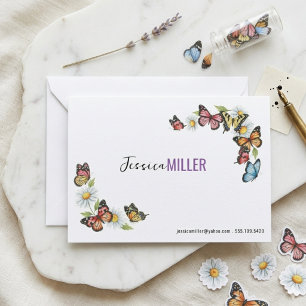 Elegante Minimalistische Farbige Schmetterling Gän Mitteilungskarte