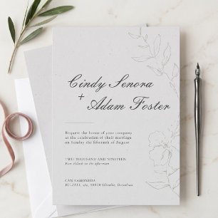 Elegante minimalistische florale Hochzeitseinladun Einladung