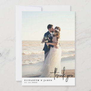 Elegante minimalistische Foto-Hochzeit-Dankeskarte Dankeskarte