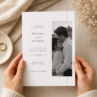 Elegante minimalistische Foto-Hochzeit  Einladung