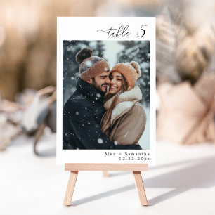 Elegante minimalistische Foto Hochzeit Tischnummer