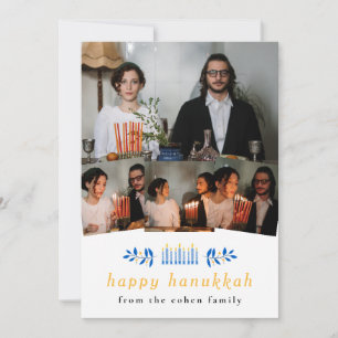 Elegante minimalistische Frohe Chanukka-Familie 4 Feiertagskarte