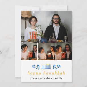 Elegante Minimalistische Frohes Chanukka Familie 4 Feiertagskarte