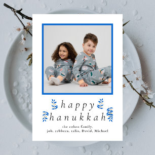 Elegante Minimalistische Frohes Chanukka Familien  Feiertagskarte