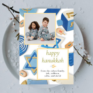 Elegante Minimalistische Frohes Chanukka Familien  Feiertagskarte