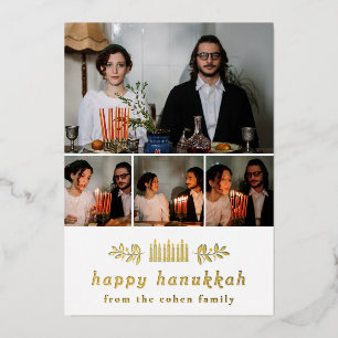 Elegante Minimalistische Frohes Chanukka Familien  Folien Feiertagskarte