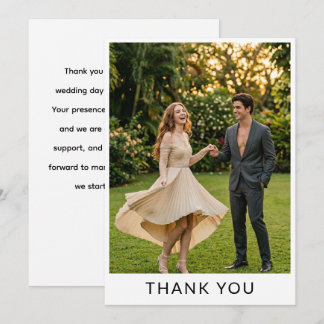 Elegante Minimalistische Garten-Foto-Hochzeit  Dankeskarte