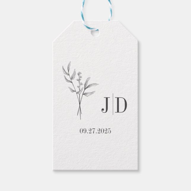 Elegante Minimalistische Gastgeschenk Hochzeit Tag Geschenkanhänger (Vorderseite)