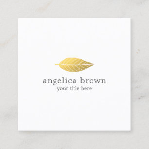 Elegante Minimalistische Gold Leaf Business Card Quadratische Visitenkarte