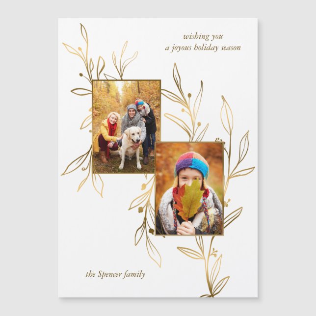 Elegante Minimalistische Gold Line Gezeichnet Blät Magnetkarte (Vorderseite)