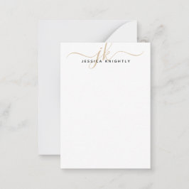 Elegante Minimalistische Gold Script Monogram Init Mitteilungskarte