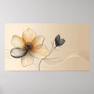 Elegante minimalistische Gold- und schlichte Beige Poster