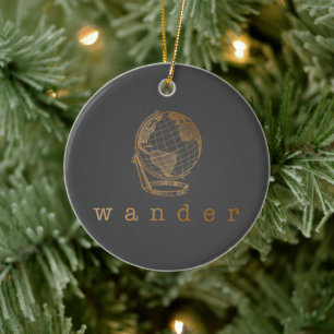 Elegante Minimalistische Goldene Globe Weihnachten Keramik Ornament