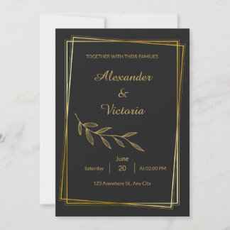 Elegante minimalistische goldene Hochzeits-Einladu Einladung