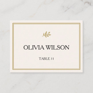Elegante minimalistische goldene Hochzeitsplatzkar Platzkarte