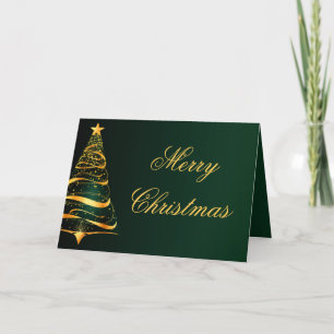 Elegante minimalistische goldene Weihnachtsbaum-Gr Karte