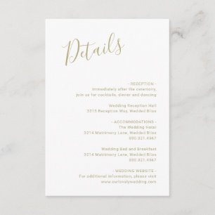 Elegante Minimalistische Goldhochzeit Begleitkarte