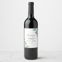 Elegante minimalistische Grüne Hochzeit Weinflasch