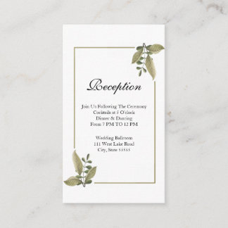 Elegante minimalistische Grüne Hochzeitsempfang Begleitkarte