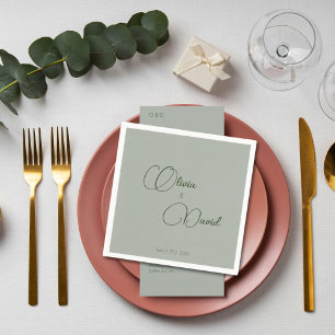 Elegante minimalistische Grünen Hochzeit Serviette