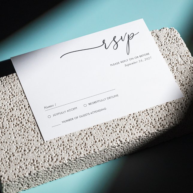 Elegante Minimalistische, handgeschriebene Script- RSVP Karte (Elegant Minimalist Handwritten Script Wedding RSVP Card)
