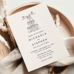 Elegante minimalistische handgezeichnete Hochzeit Einladung