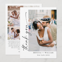 Elegante Minimalistische Handschrift Hochzeit 5 Fo Dankeskarte