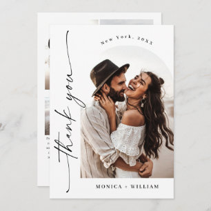 Elegante Minimalistische Handschrift Hochzeit 5 Fo Dankeskarte