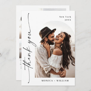 Elegante Minimalistische Handschrift Hochzeit 5 Fo Dankeskarte