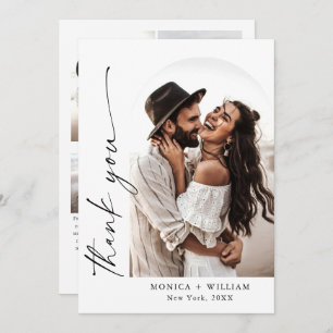 Elegante Minimalistische Handschrift Hochzeit 5 Fo Dankeskarte