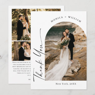 Elegante Minimalistische Handschrift Hochzeit 5 Fo Dankeskarte