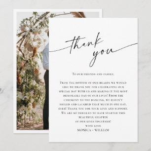 Elegante Minimalistische Handschrift Hochzeit ein Dankeskarte