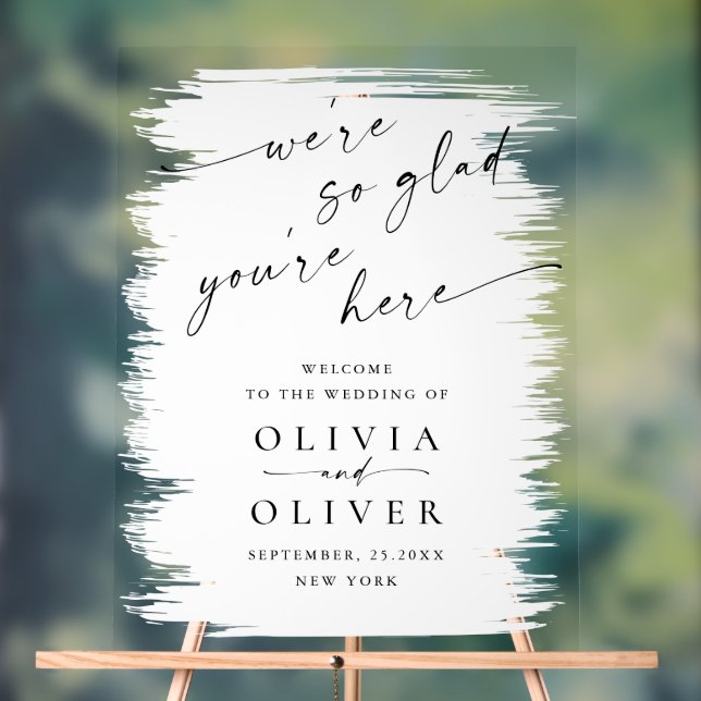 Elegante Minimalistische Handschrift WELCOME Hochz Acrylschild (Neutral)