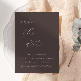 Elegante minimalistische Herbst-Braun-Kalligrafie- Save The Date