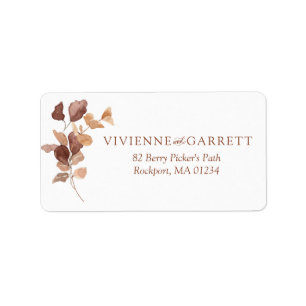Elegante Minimalistische Herbstlaube Hochzeit Adressaufkleber