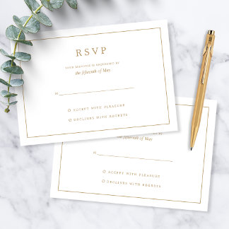 Elegante Minimalistische Hochzeit an der Grenze RSVP Karte