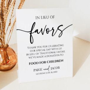 Elegante Minimalistische Hochzeit anstelle von Fav Sockelschild